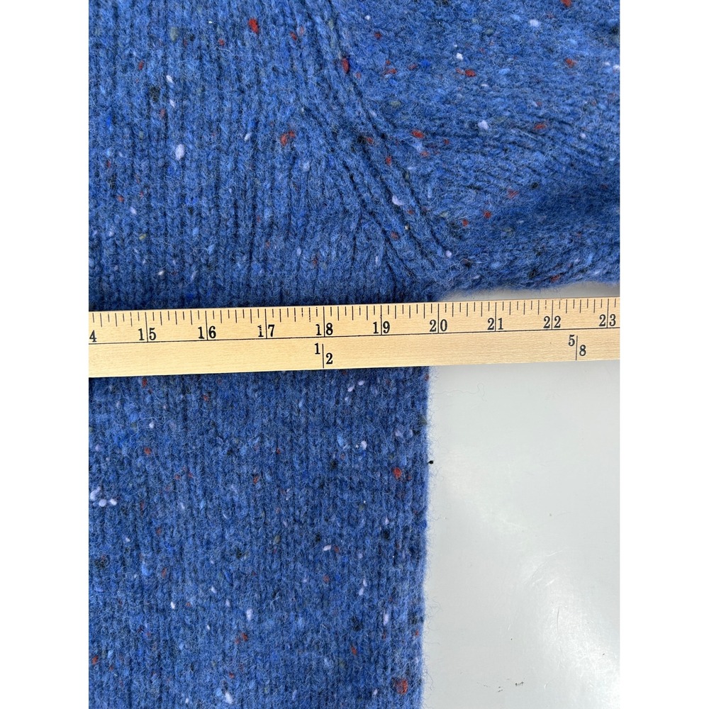 Aran Roll Neck Sweater Irish Wool Pullover Fisherman Mens M Blue - Picture 5 of 6